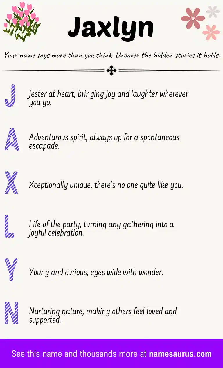 Acrostic poem about Jaxlyn.
