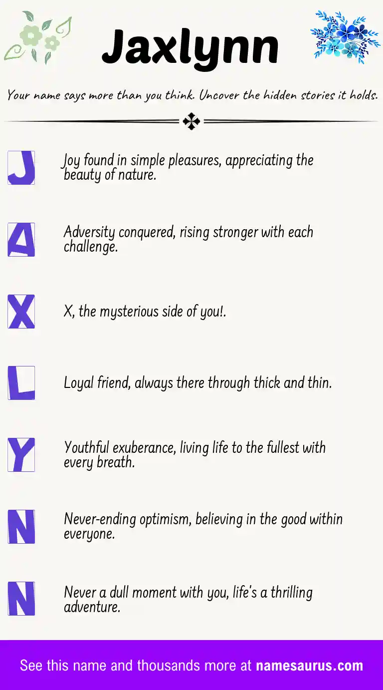 Acrostic poem about Jaxlynn.