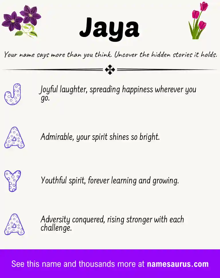 Acrostic poem about Jaya.