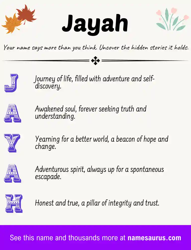 Acrostic poem about Jayah.