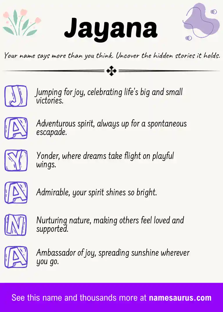 Acrostic poem about Jayana.