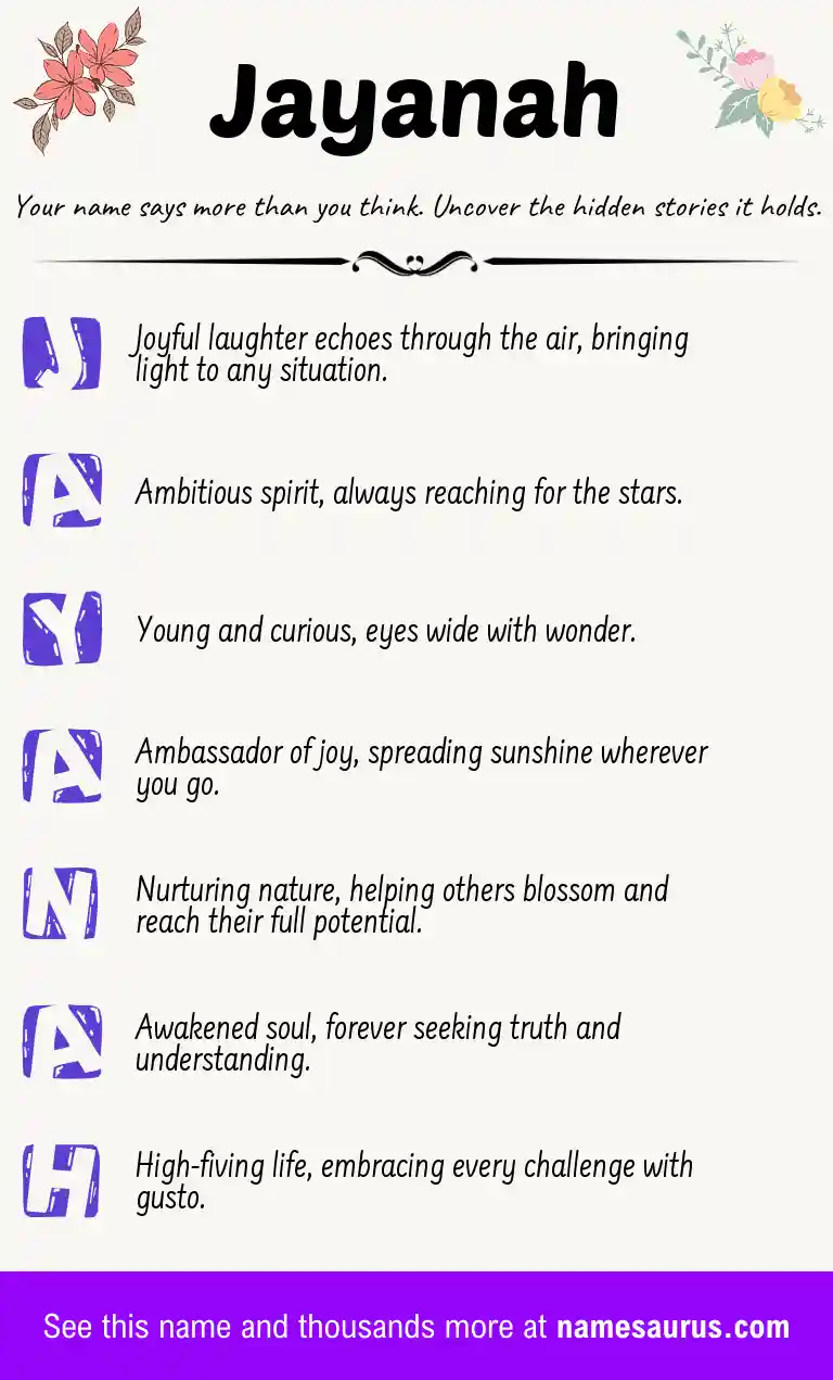 Acrostic poem about Jayanah.
