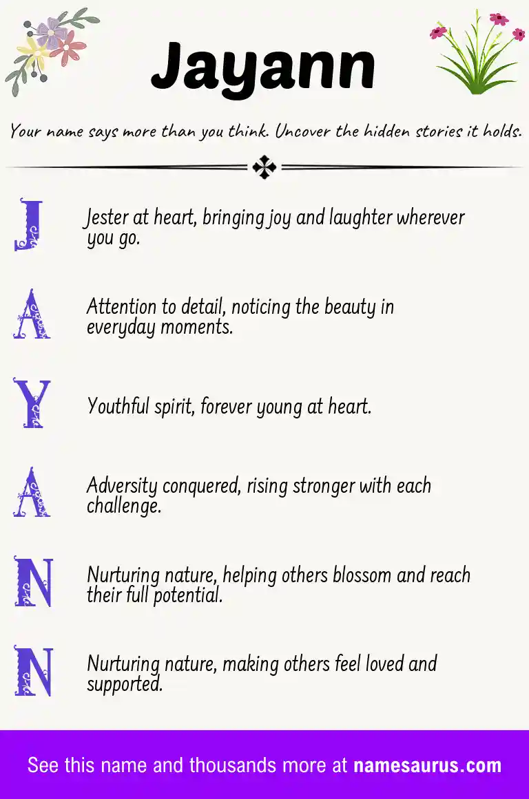 Acrostic poem about Jayann.