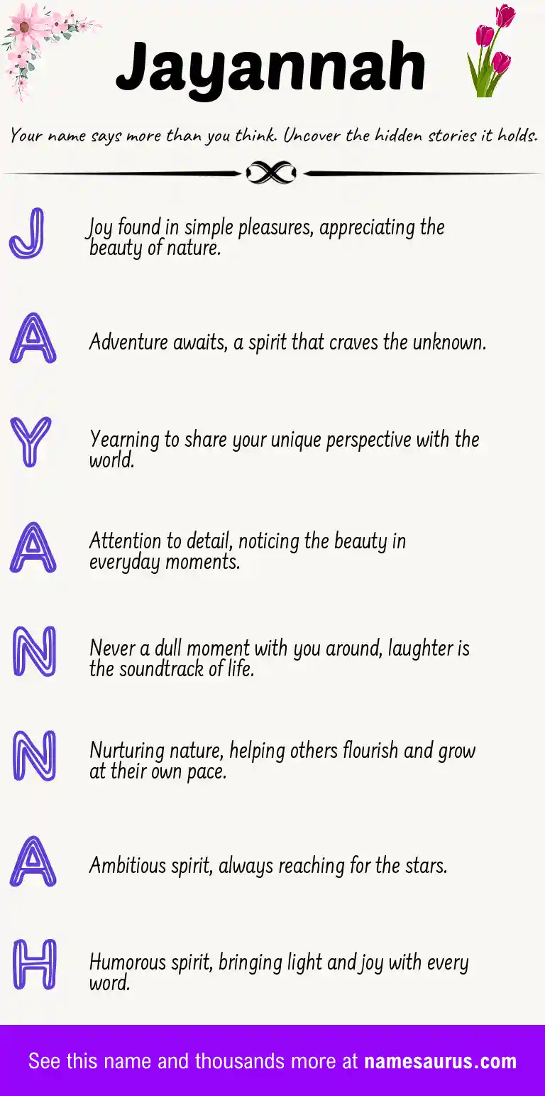 Acrostic poem about Jayannah.