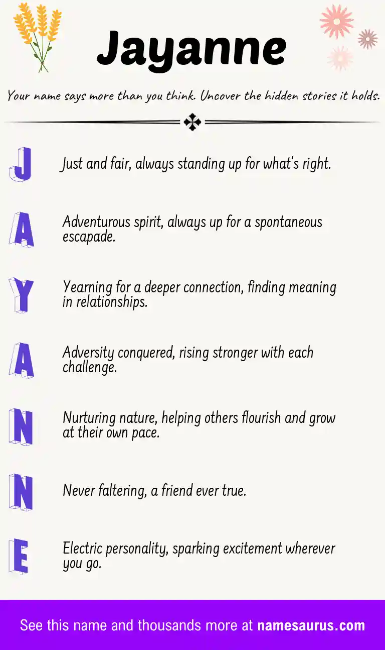 Acrostic poem about Jayanne.