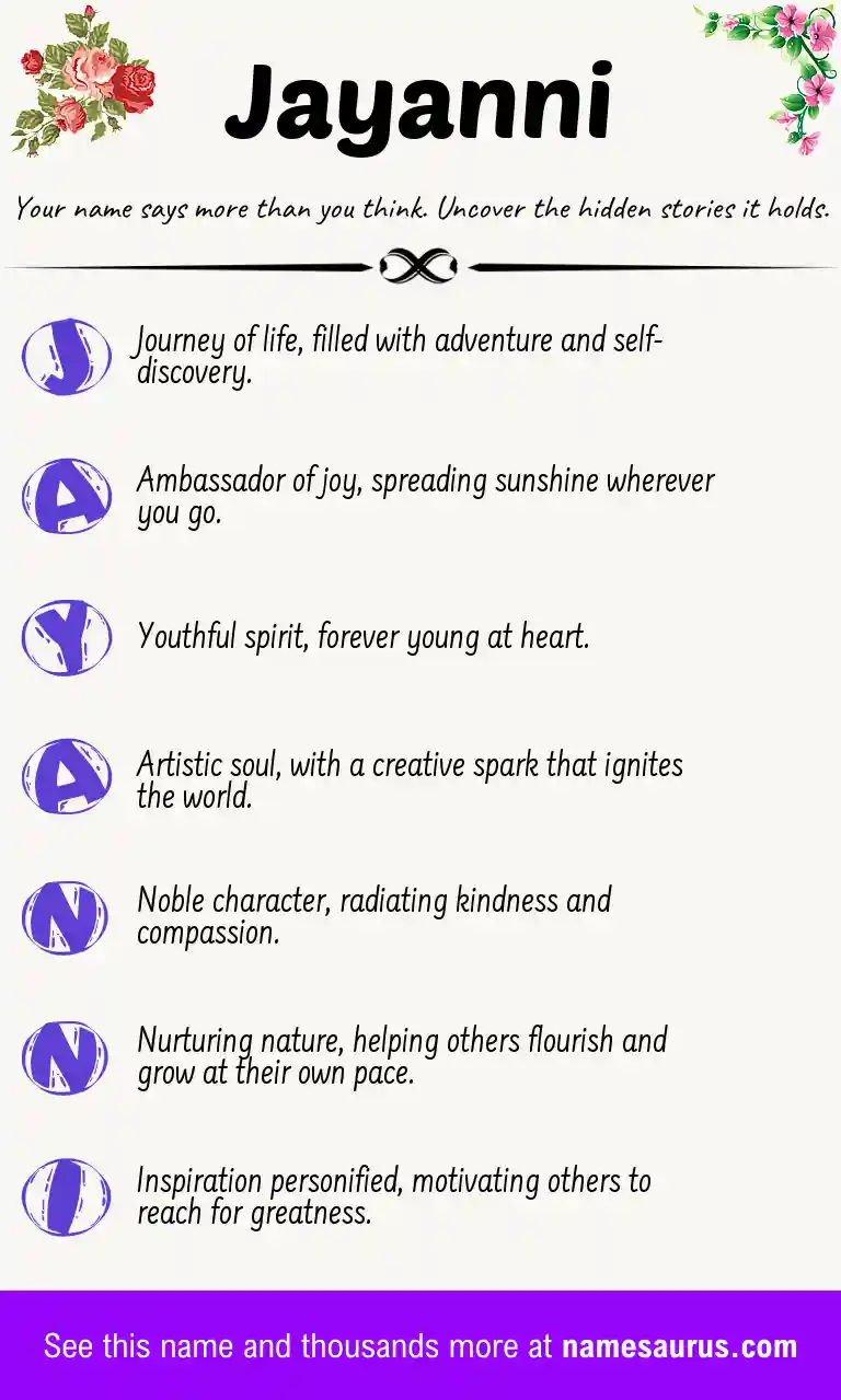 Acrostic poem about Jayanni.