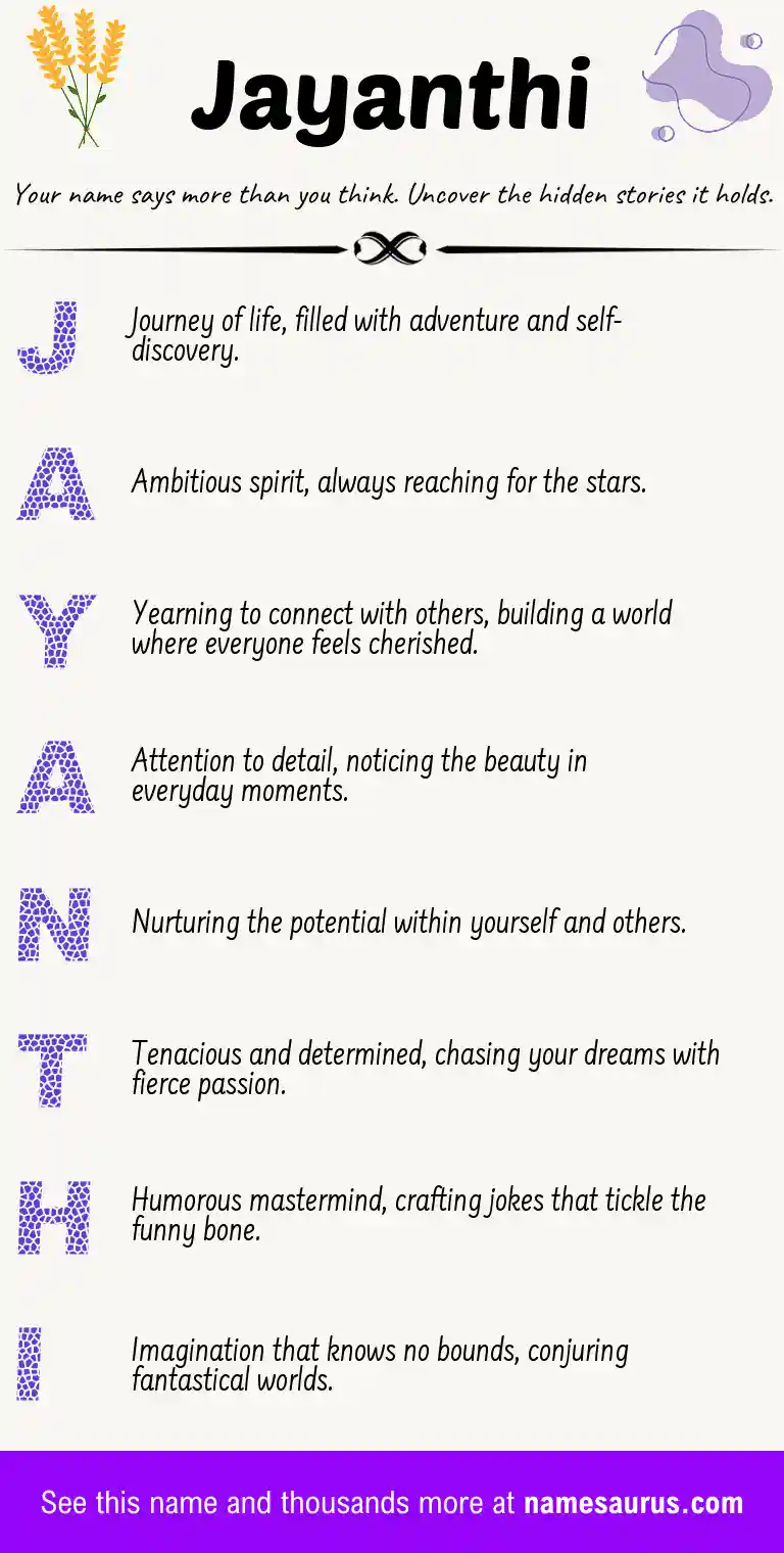 Acrostic poem about Jayanthi.