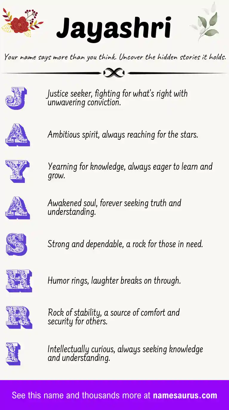 Acrostic poem about Jayashri.