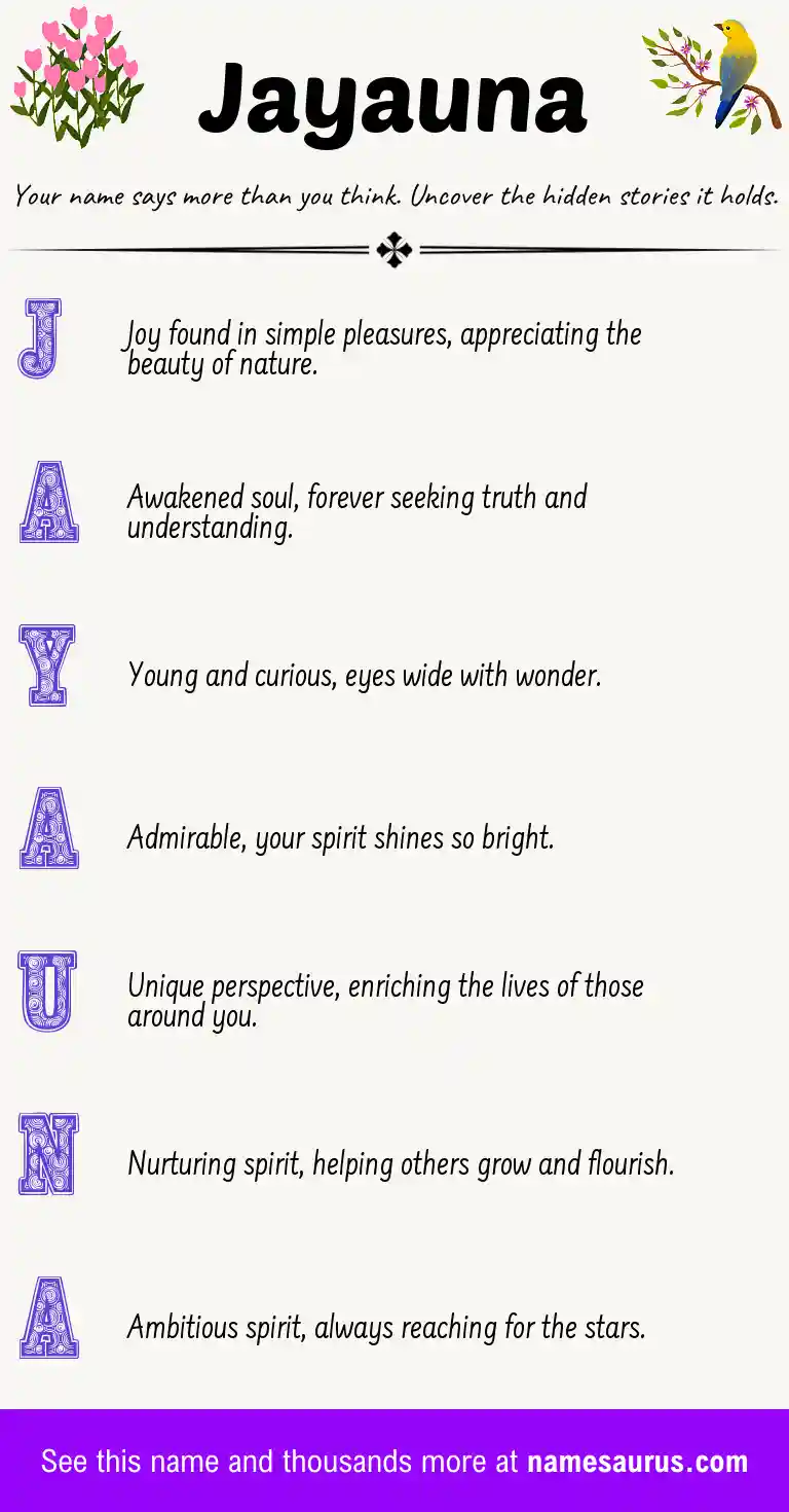Acrostic poem about Jayauna.