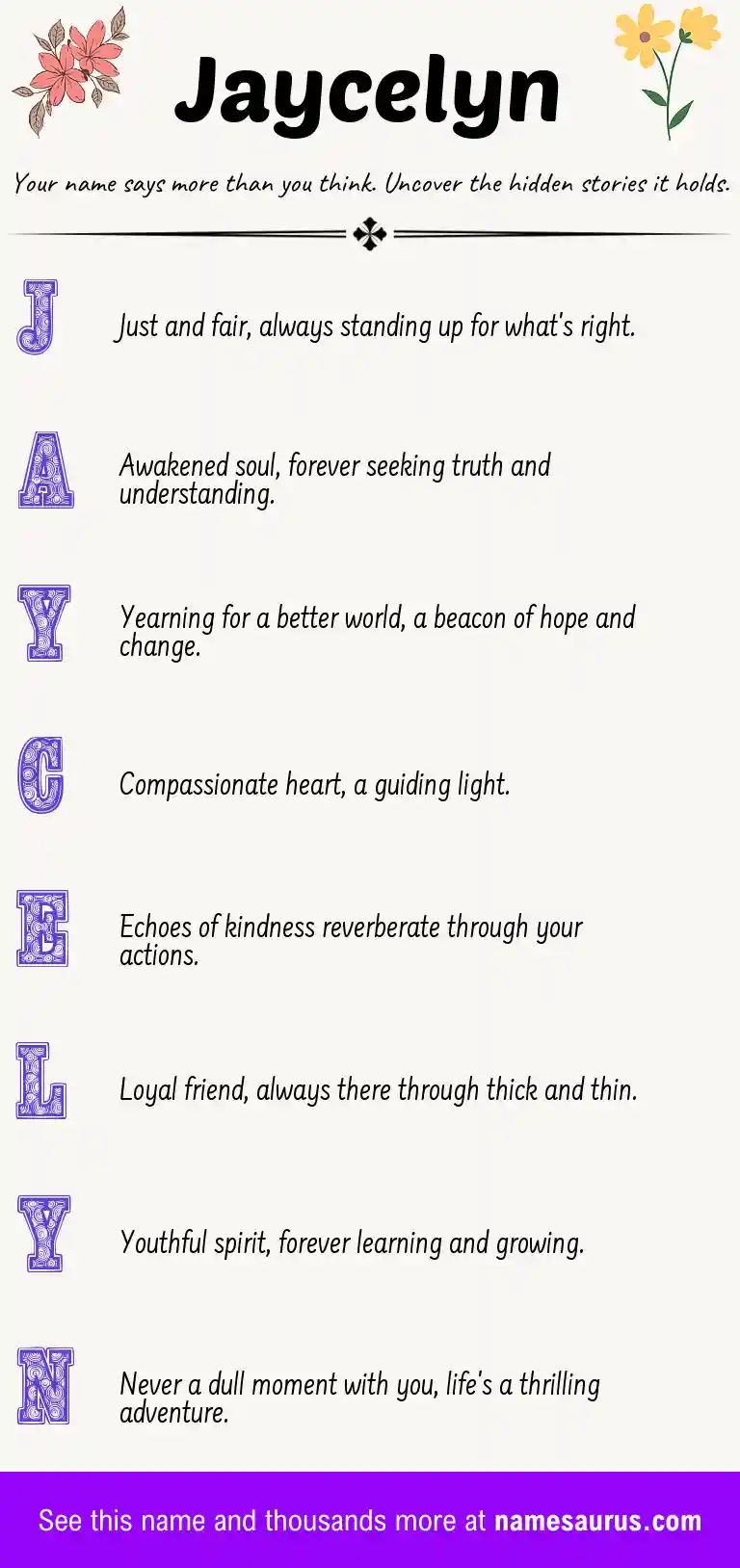 Acrostic poem about Jaycelyn.