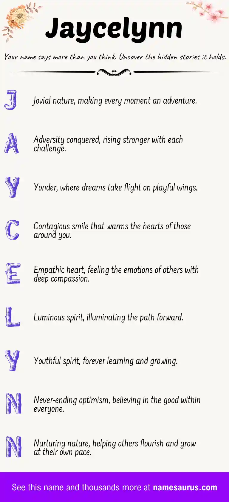Acrostic poem about Jaycelynn.