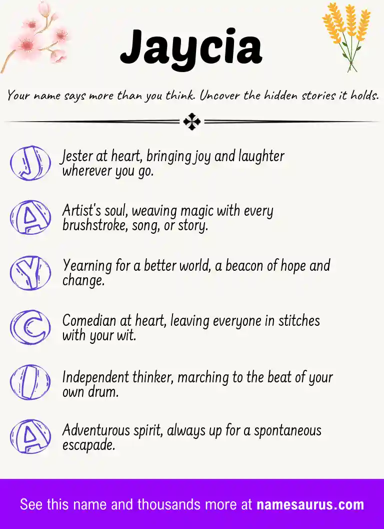 Acrostic poem about Jaycia.