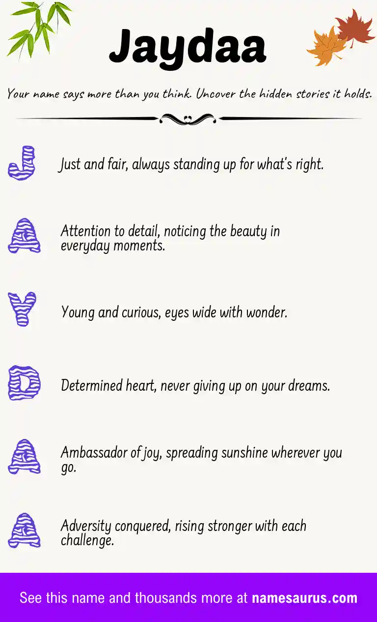 Acrostic poem about Jaydaa.
