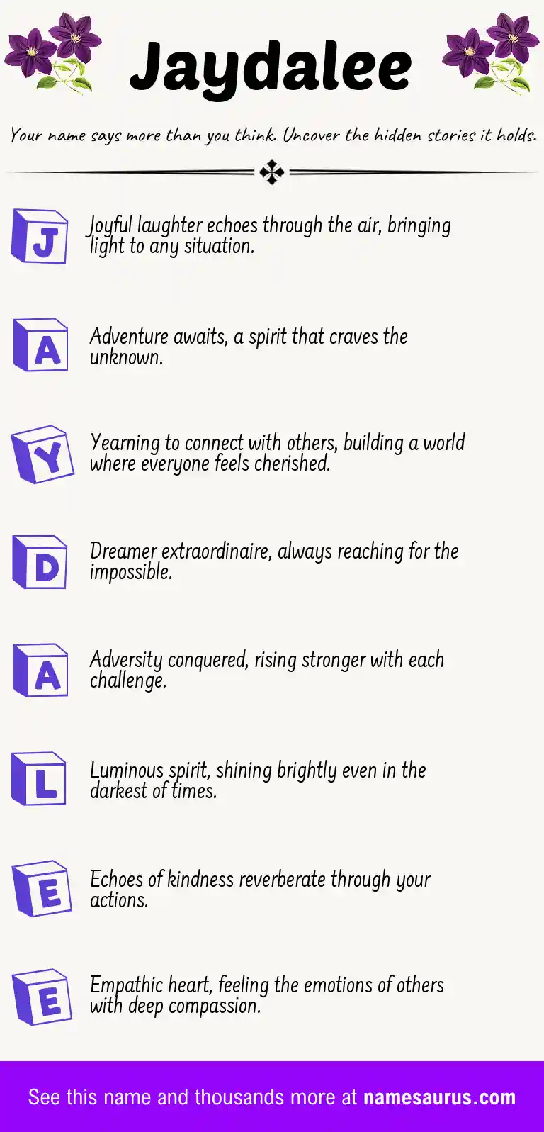 Acrostic poem about Jaydalee.