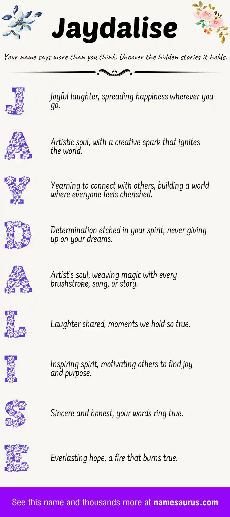 Acrostic poem about Jaydalise.