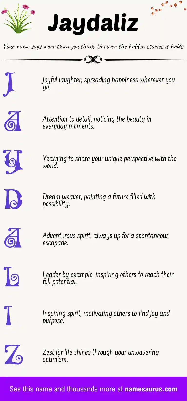 Acrostic poem about Jaydaliz.