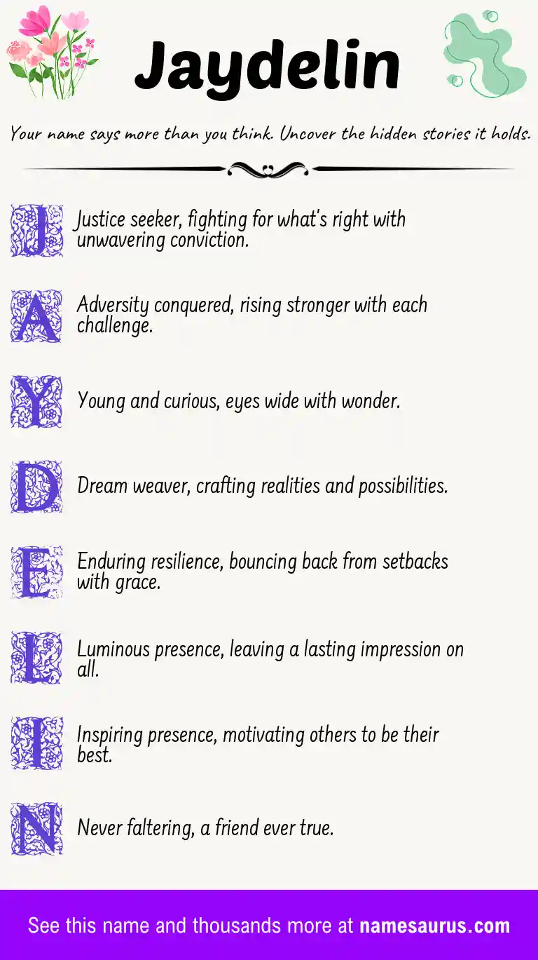 Acrostic poem about Jaydelin.
