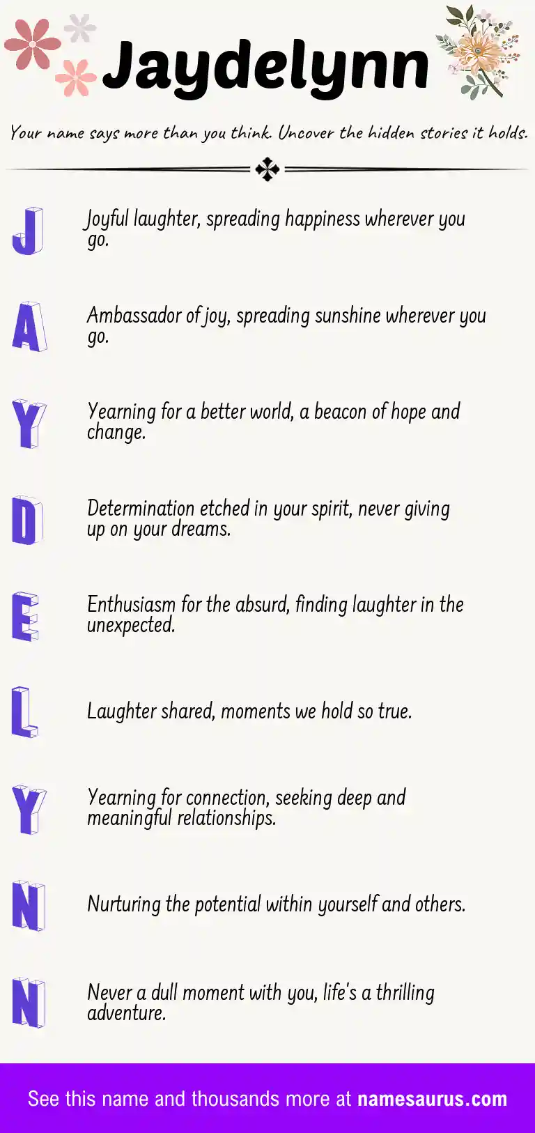 Acrostic poem about Jaydelynn.