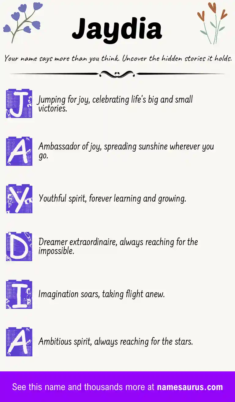 Acrostic poem about Jaydia.