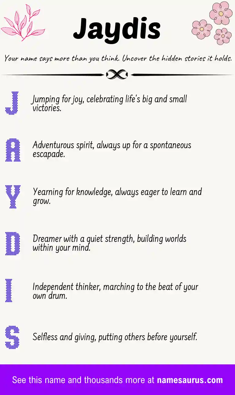 Acrostic poem about Jaydis.