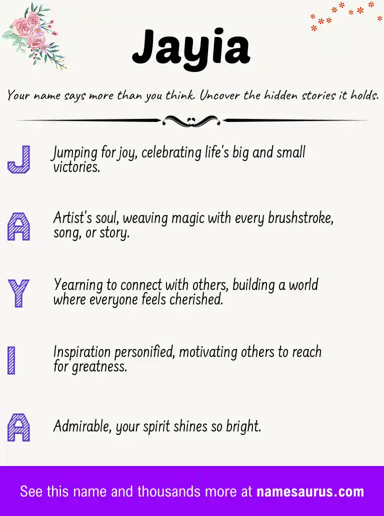 Acrostic poem about Jayia.
