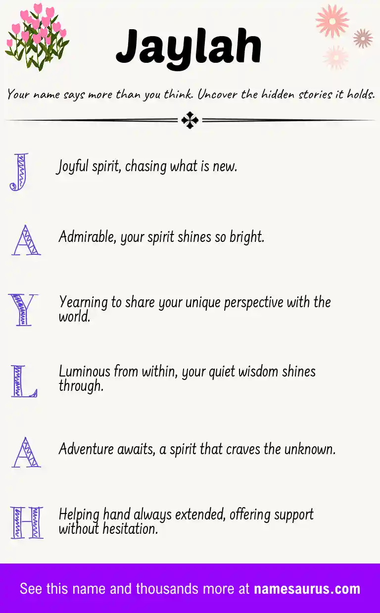 Acrostic poem about Jaylah.
