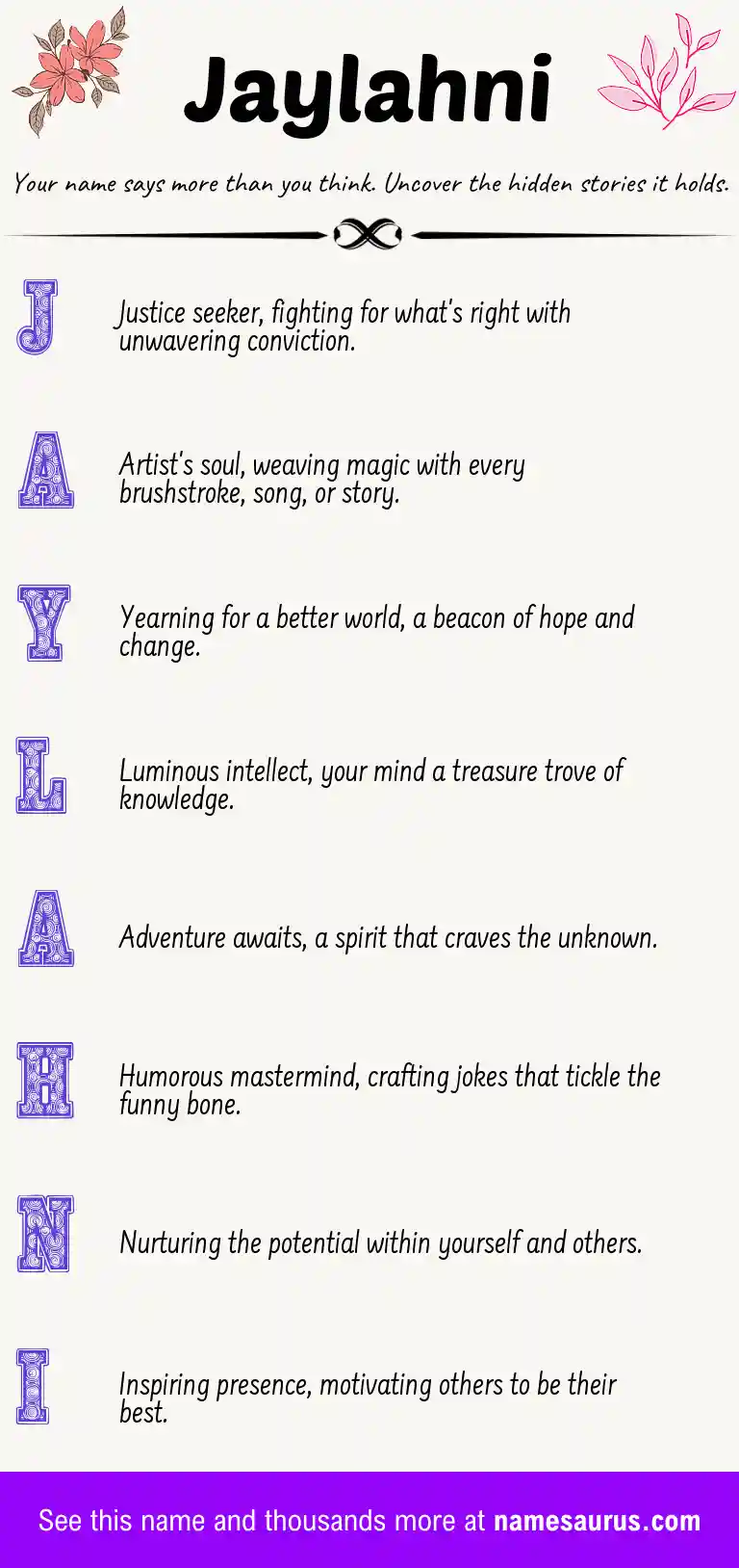 Acrostic poem about Jaylahni.