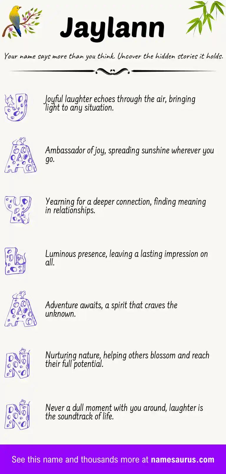 Acrostic poem about Jaylann.