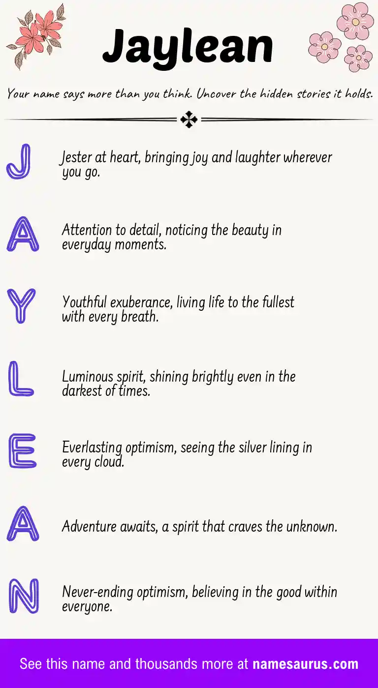 Acrostic poem about Jaylean.