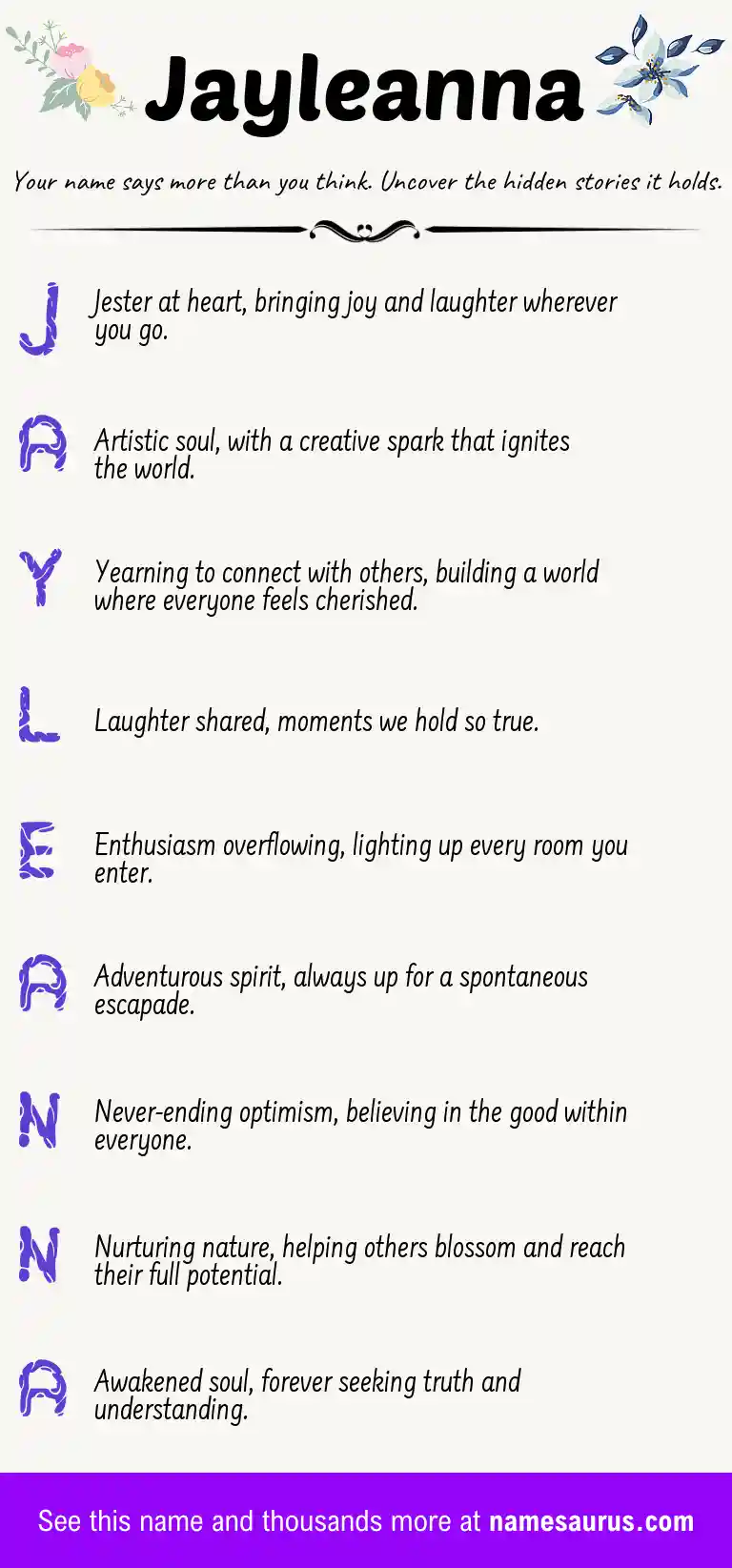 Acrostic poem about Jayleanna.