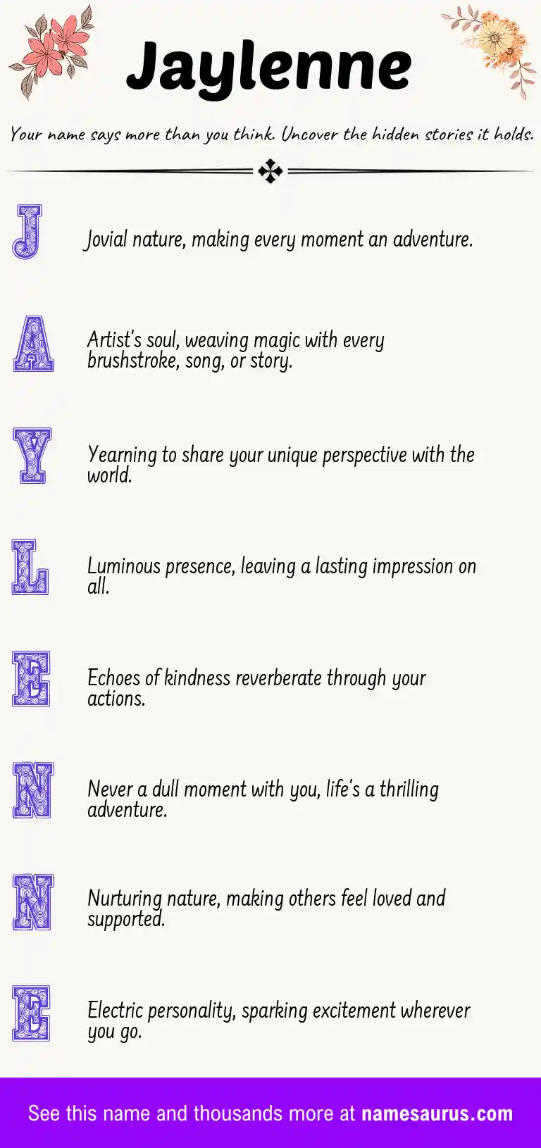Acrostic poem about Jaylenne.