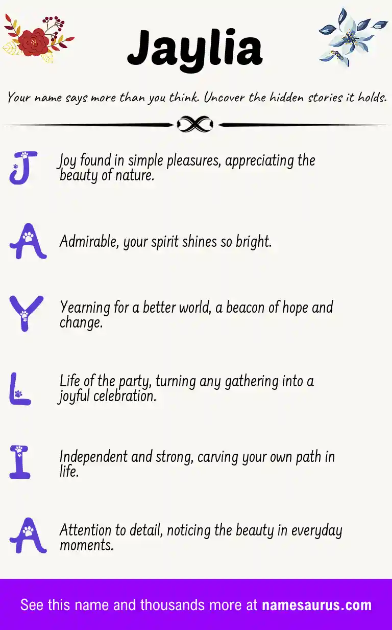 Acrostic poem about Jaylia.