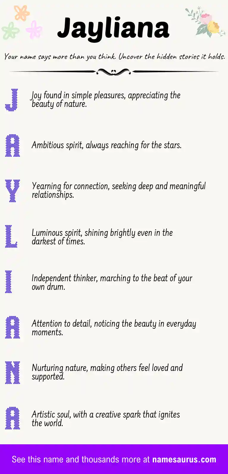 Acrostic poem about Jayliana.
