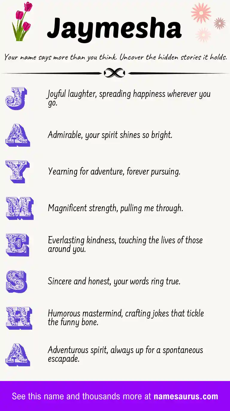 Acrostic poem about Jaymesha.