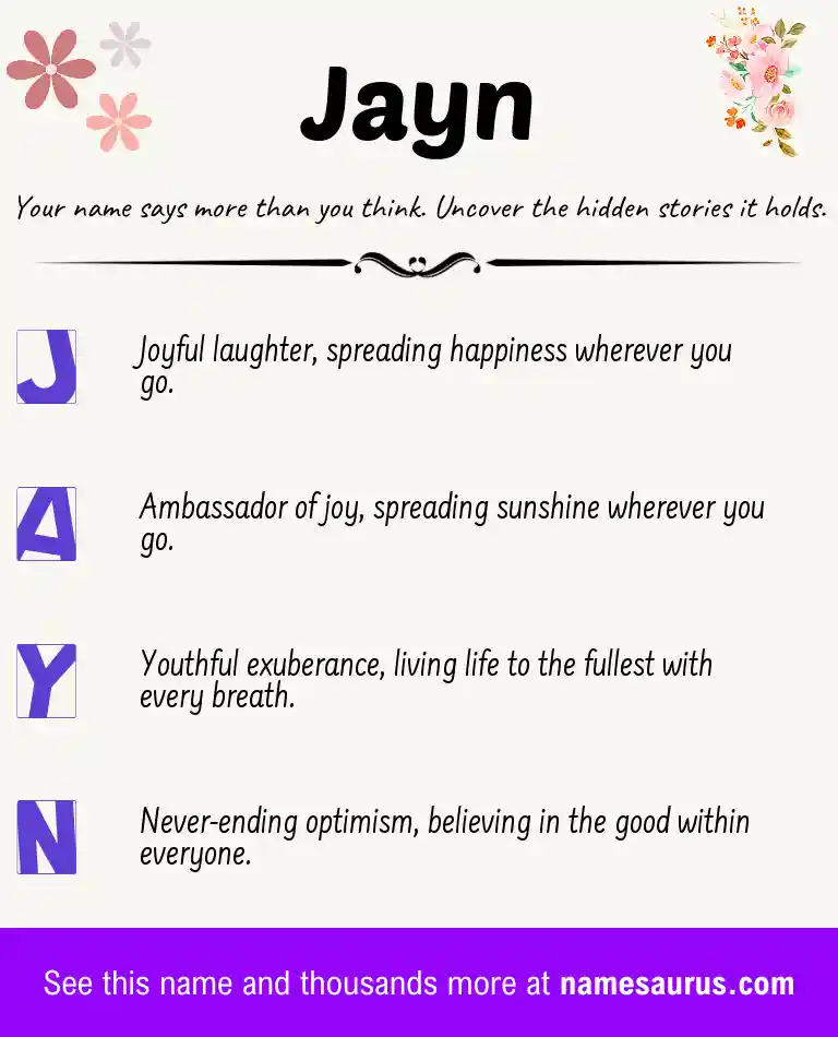 Acrostic poem about Jayn.
