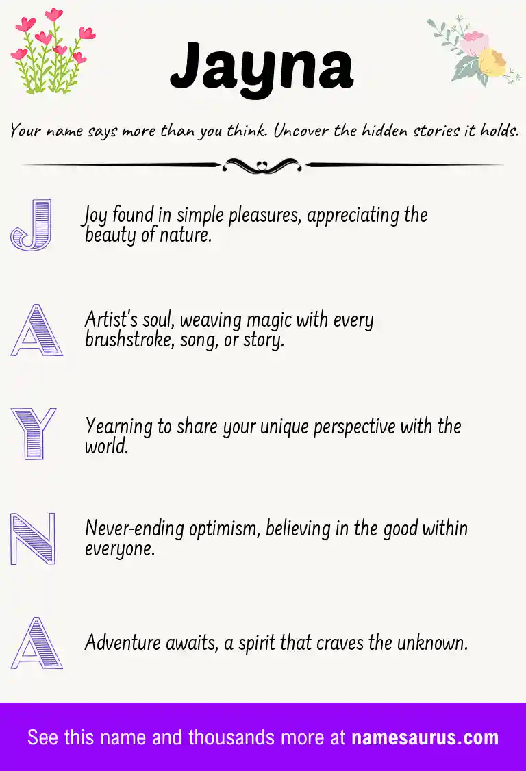 Acrostic poem about Jayna.