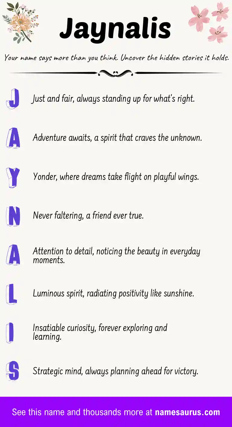 Acrostic poem about Jaynalis.