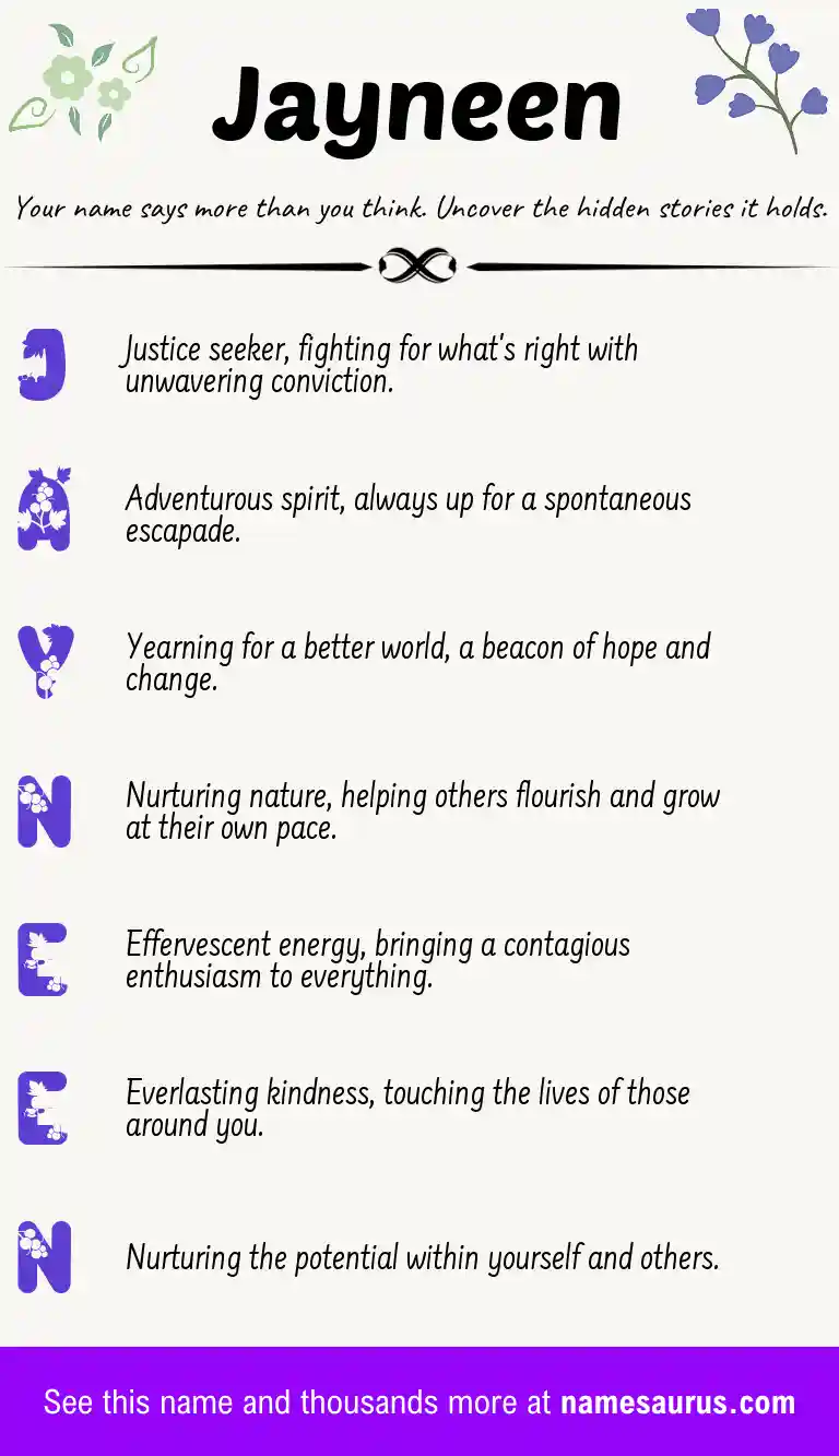Acrostic poem about Jayneen.