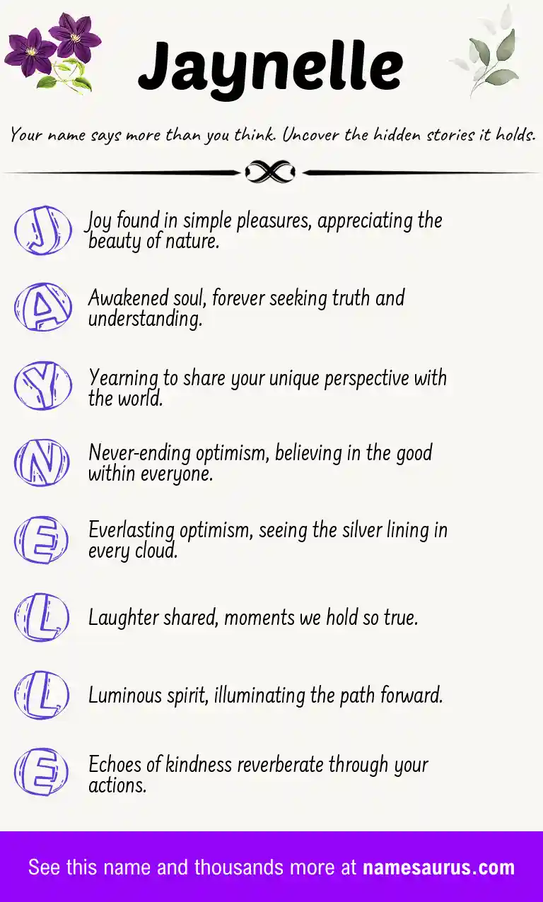 Acrostic poem about Jaynelle.