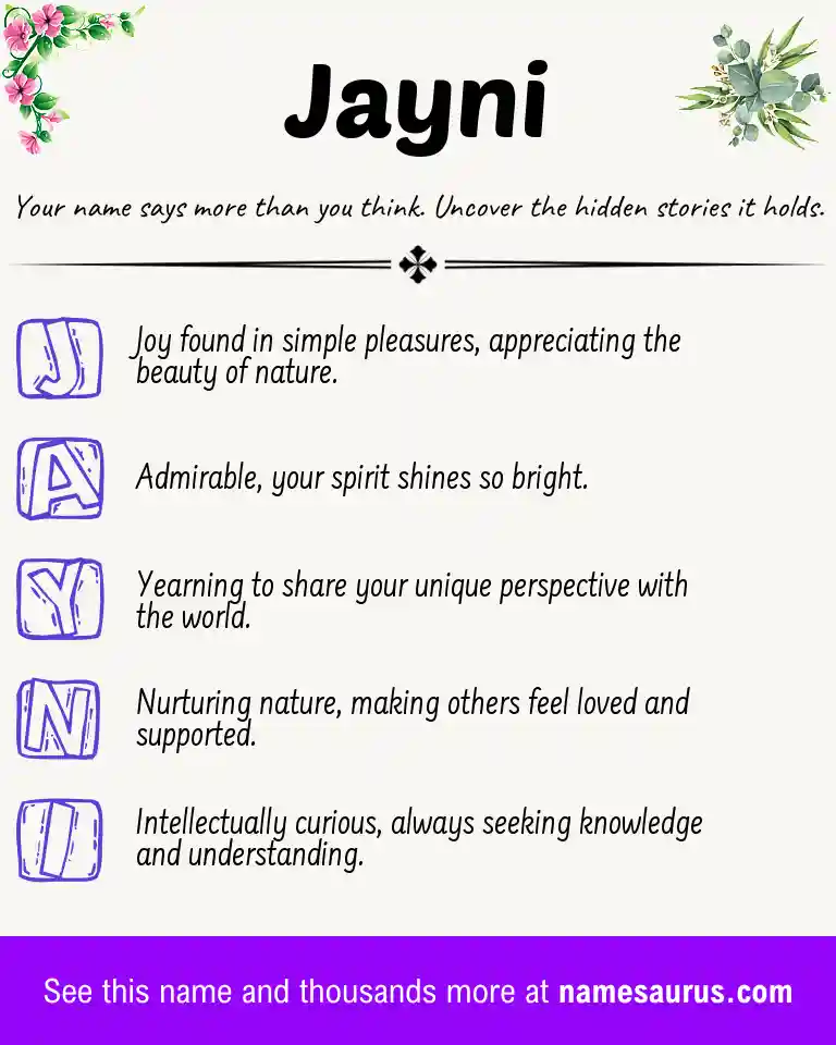 Acrostic poem about Jayni.