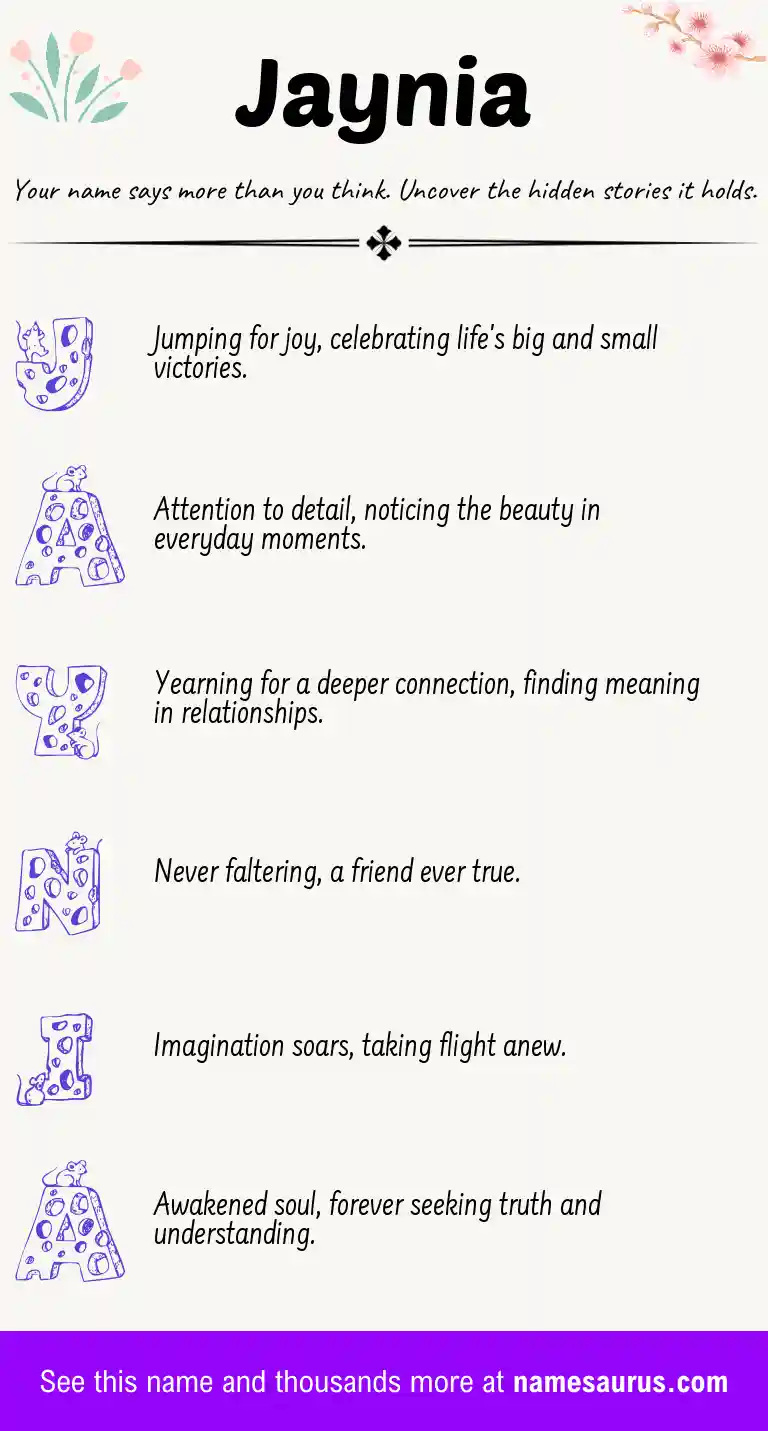 Acrostic poem about Jaynia.
