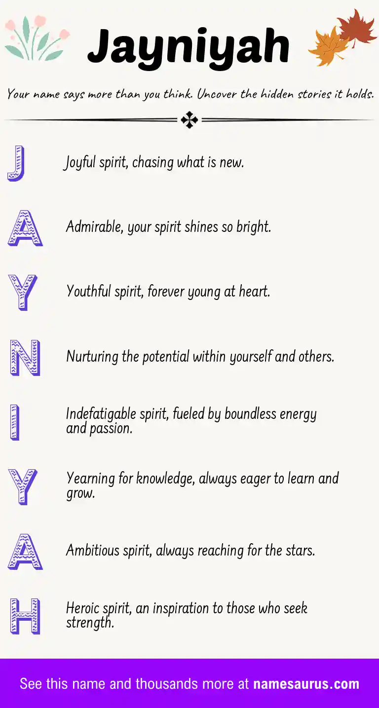 Acrostic poem about Jayniyah.