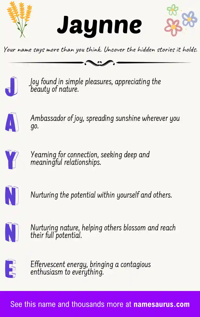 Acrostic poem about Jaynne.