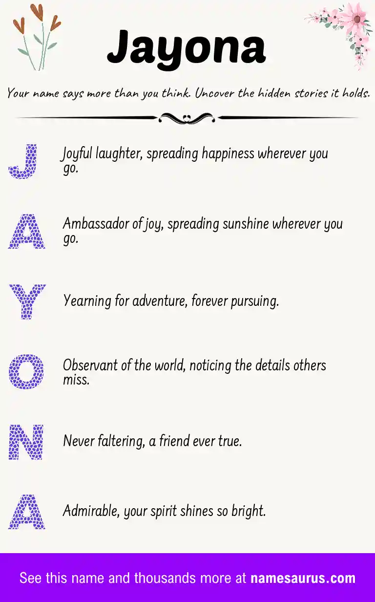 Acrostic poem about Jayona.
