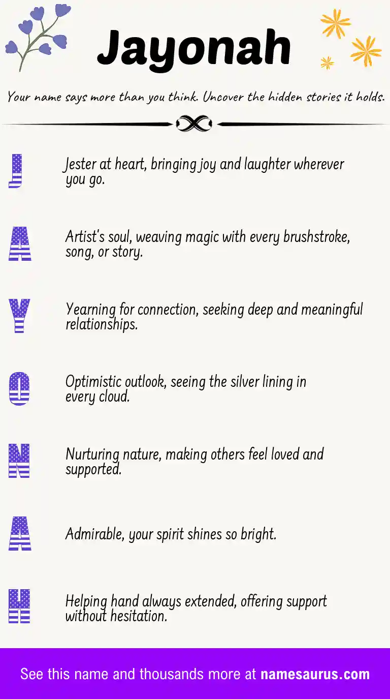 Acrostic poem about Jayonah.