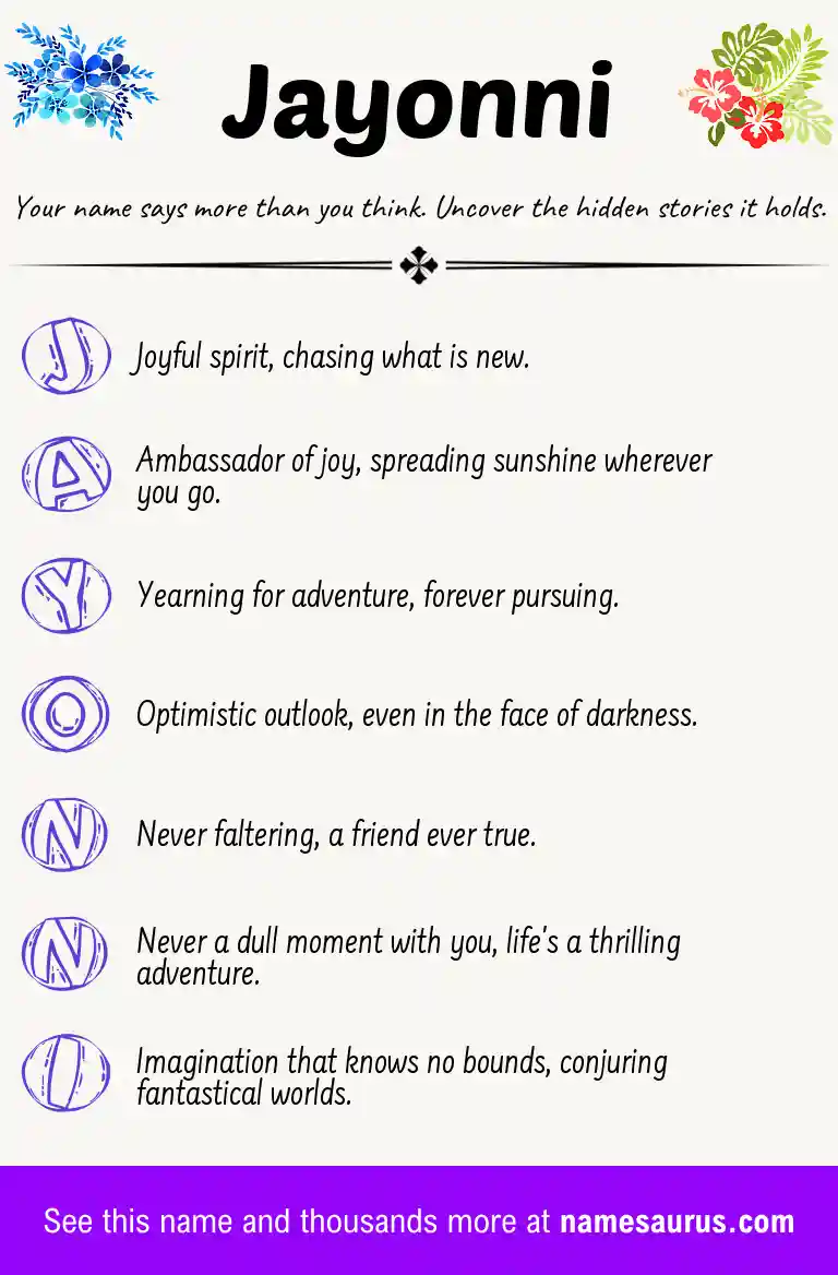 Acrostic poem about Jayonni.
