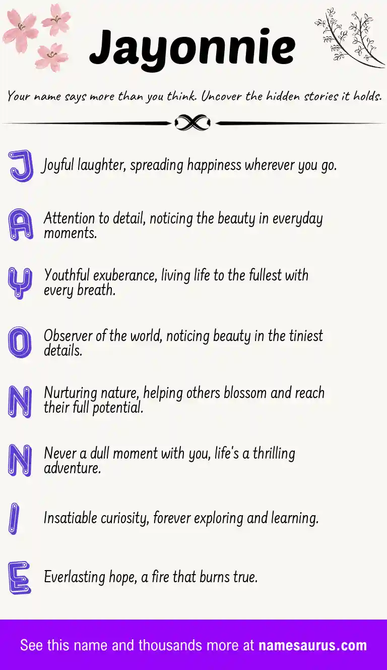 Acrostic poem about Jayonnie.