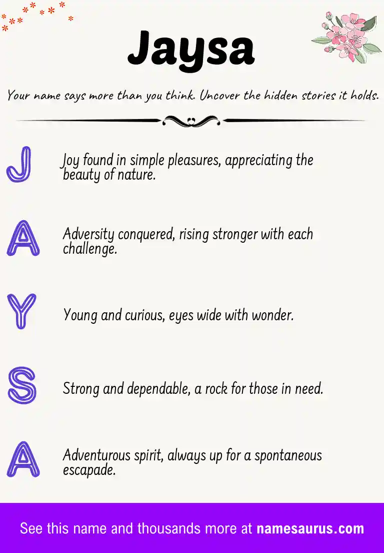 Acrostic poem about Jaysa.