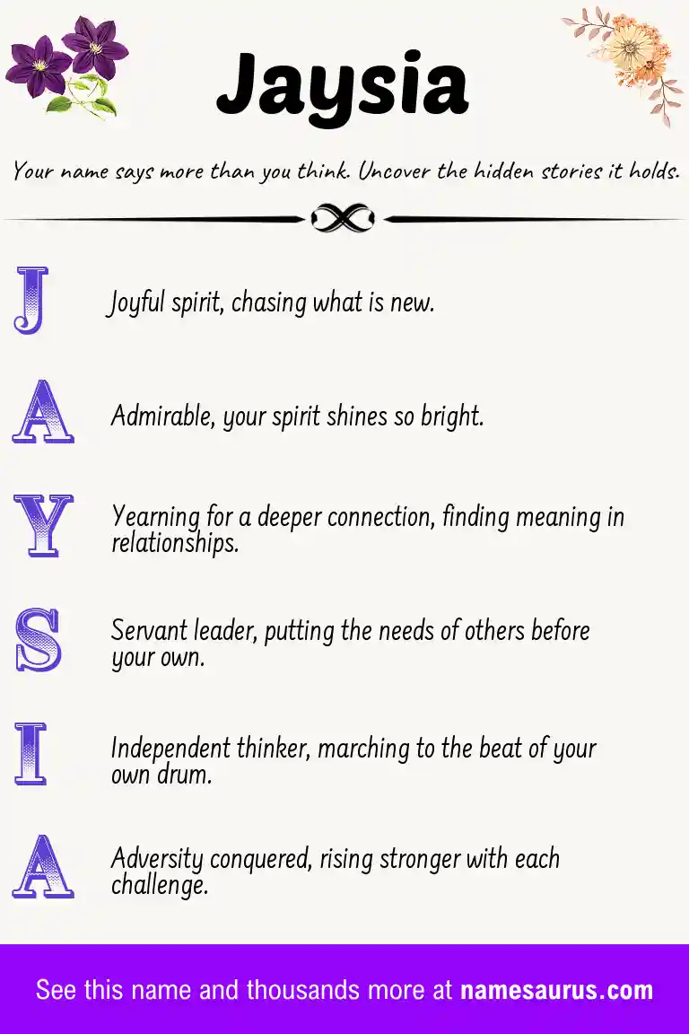 Acrostic poem about Jaysia.