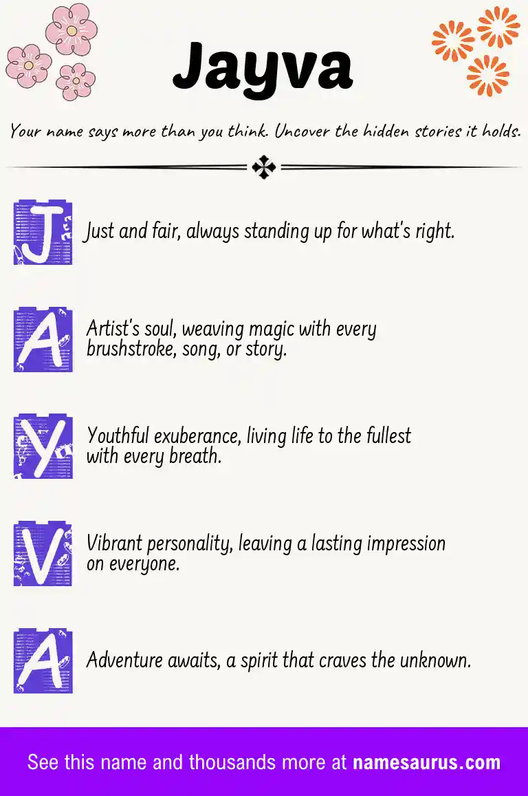 Acrostic poem about Jayva.